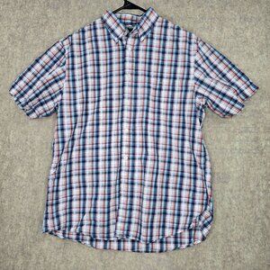 Lands End Mens Plaid Short Sleeve Button-Down Shirt Size M Traditional Fit